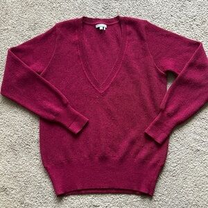 Peruvian Connectipn V Neck Alpaca Magenta Sweater